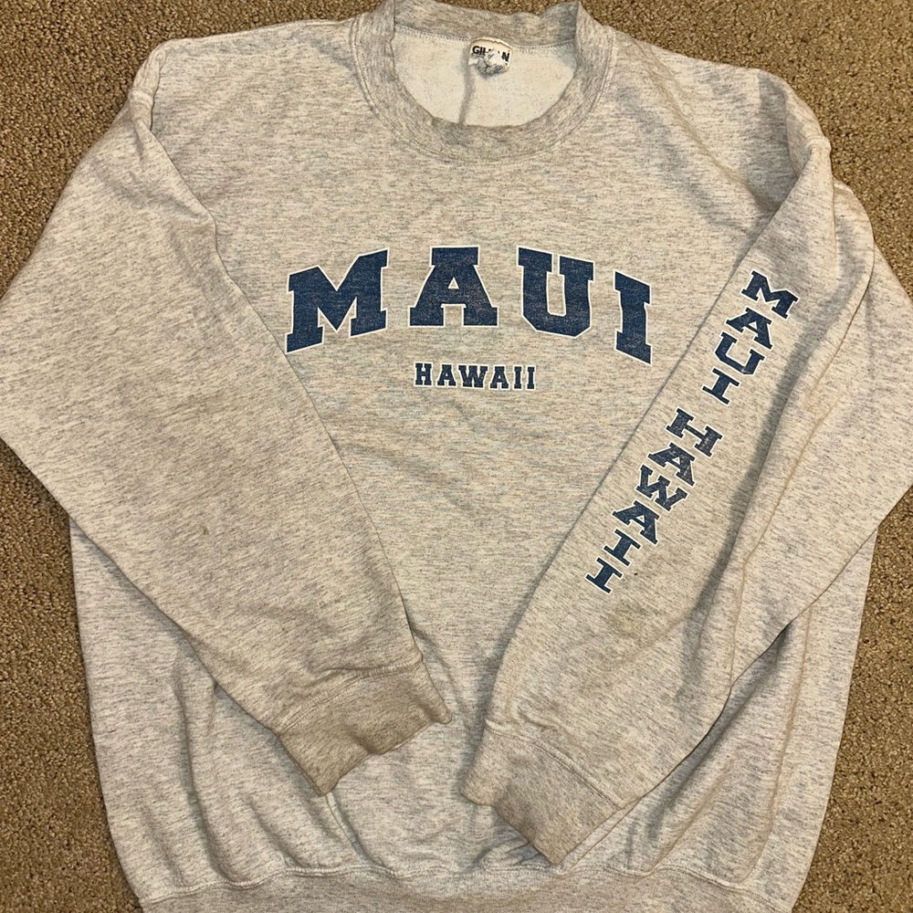 Gildan Gray Crewneck Sweater with Navy Print
